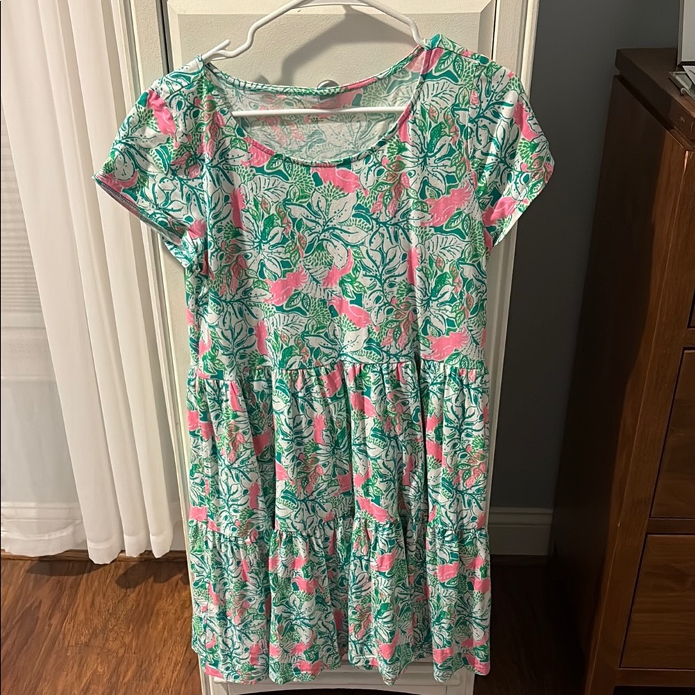Lilly Pulitzer Green and Blue Flutter Sleeve Sundress